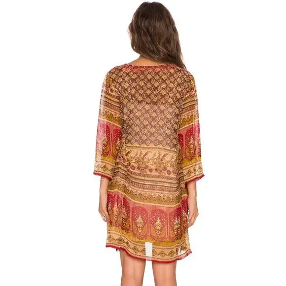 RAGA x Revolve Athena Tunic Mini Dress Embroidered Sheer Fall Floral Size Small - Picture 6 of 12